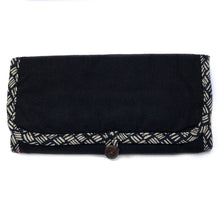 Load image into Gallery viewer, Jewellery Roll in Black Dashed Linen - Mikmat Designs
