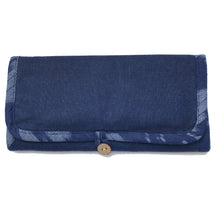 Load image into Gallery viewer, Jewellery Roll in Navy Ikat Linen - Mikmat Designs
