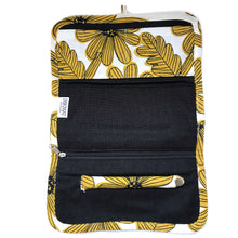 Load image into Gallery viewer, Jewellery Roll Yellow Linen Flower - Mikmat Designs
