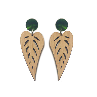 Leaves Drop Earrings Bamboo - Mikmat Designs