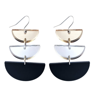 Moon Phases Drop Earrings Black - Mikmat Designs