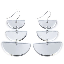 Load image into Gallery viewer, Moon Phases Drop Earrings Silver Mirror - Mikmat Designs
