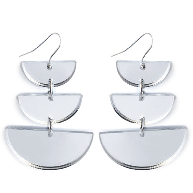 Moon Phases Drop Earrings Silver Mirror - Mikmat Designs