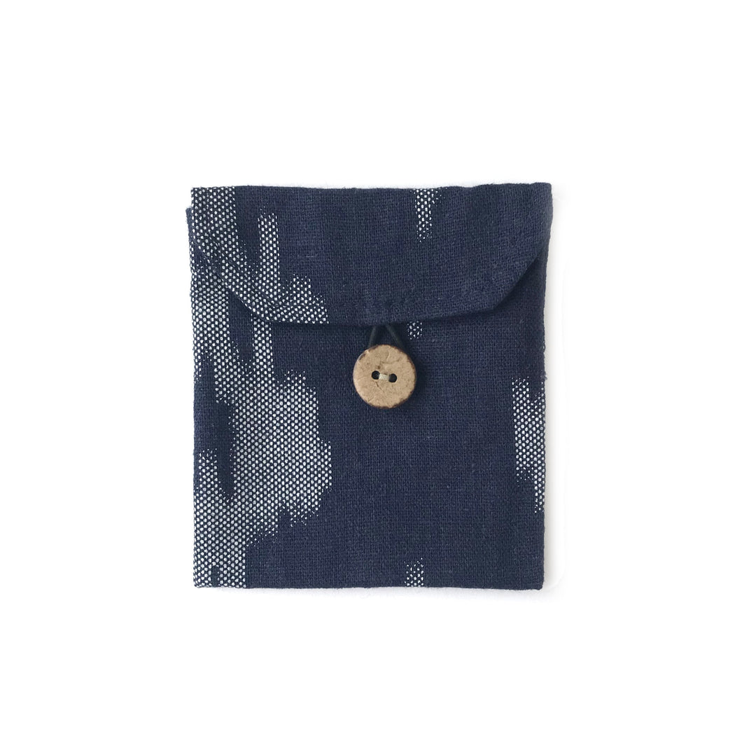 Pocket in Linen Navy Ikat - Mikmat Designs