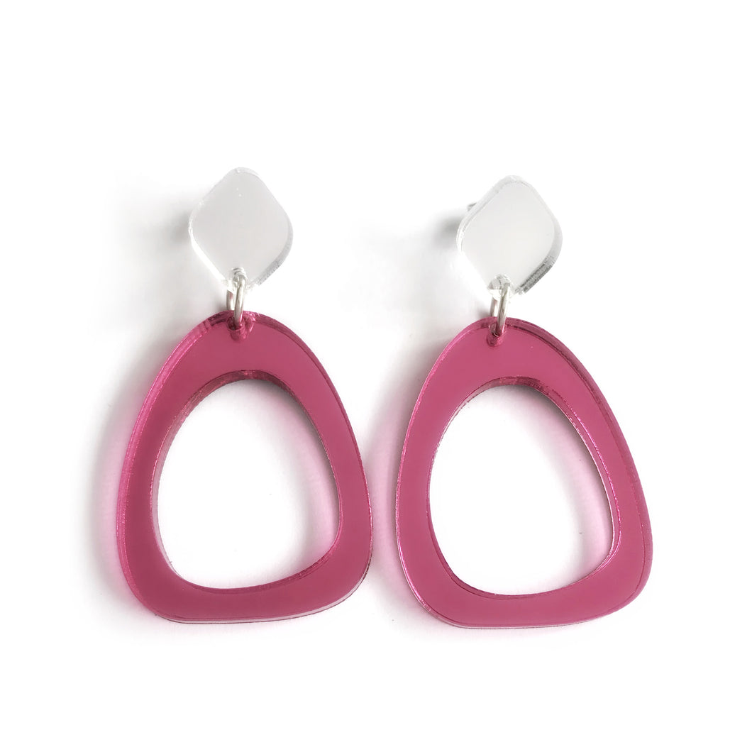 Organic Egg Drop Earrings Mirror Pink - Mikmat Designs