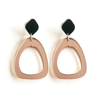 Organic Egg Drop Earrings Rose Gold Mirror - Mikmat Designs
