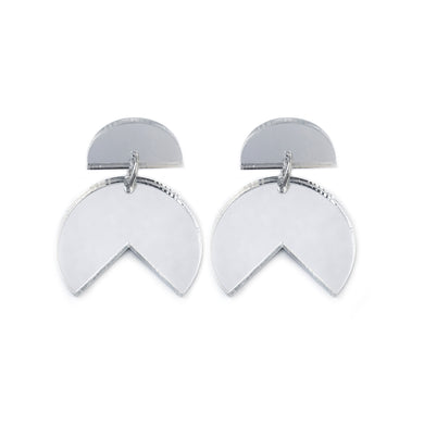 Pacman Drop Earrings Silver Mirror - Mikmat Designs