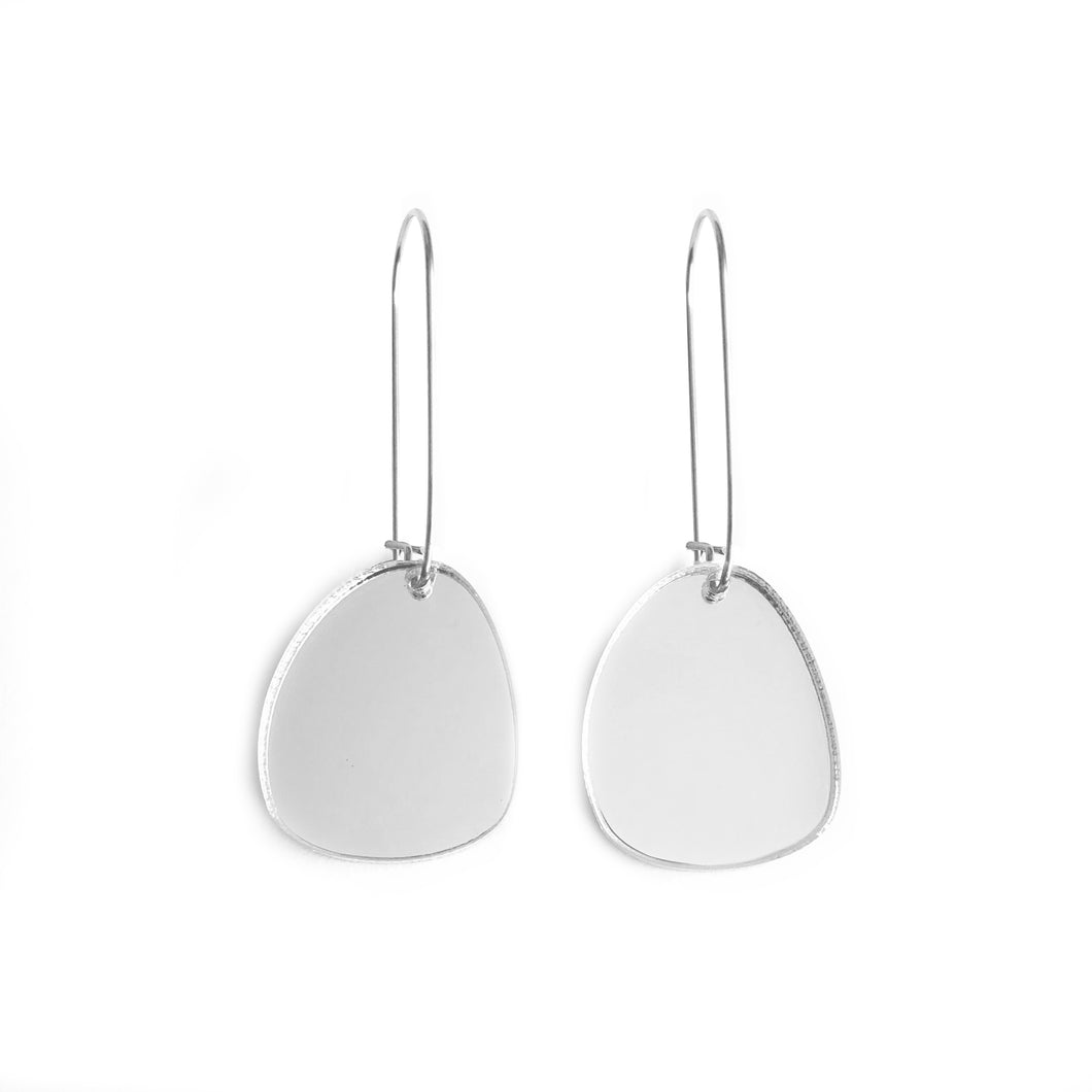 Pendulum Hook Earrings Silver Mirror - Mikmat Designs
