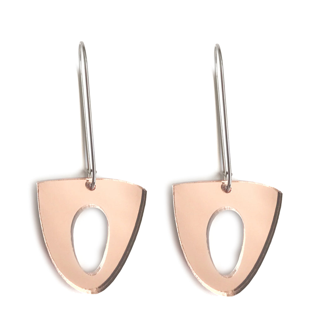 Petal Hook Earrings Rose Gold Mirror