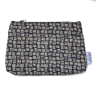 Linen Dashed Black Pouch - Mikmat Designs