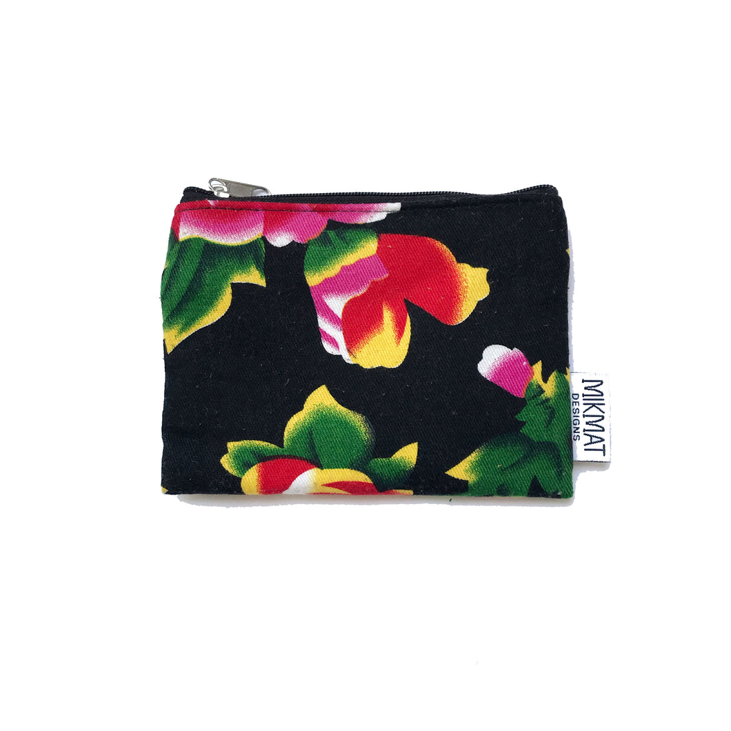Small Pouch in Black Peacock fabric - Mikmat Designs