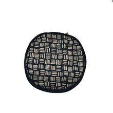 Load image into Gallery viewer, Round Jewellery Roll in Black Dashed Linen - Mikmat Designs
