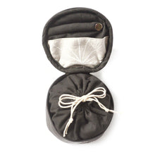 Load image into Gallery viewer, Round Jewellery Roll in Linen Snowflake - Mikmat Designs
