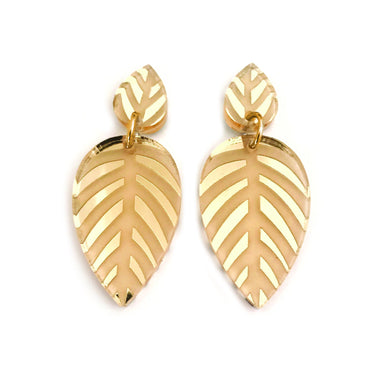 Spring Leaves Gold Mirror Earrings - Mikmat Designs