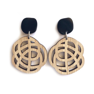 Swirl Earrings Bamboo - Mikmat Designs